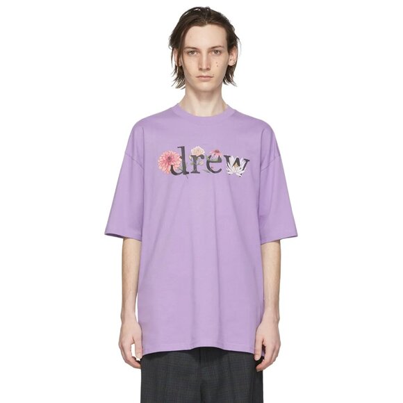 NWOT Drew House Floral Drew T-Shirt, Purple, Medium - Picture 1 of 8
